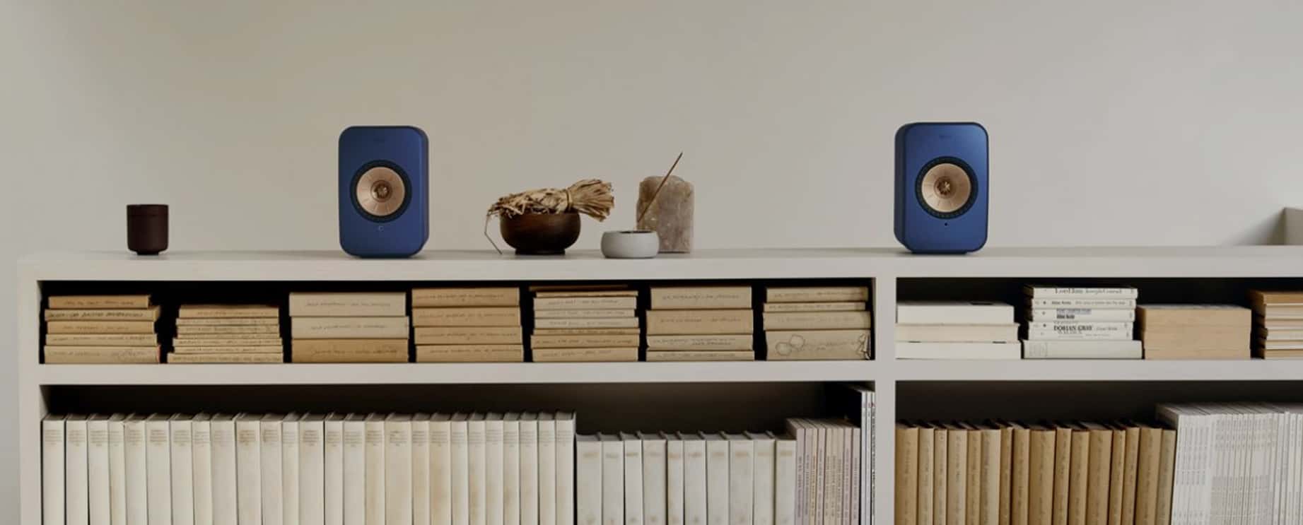 KEF Bookshelf Speakers in Modern Living Room